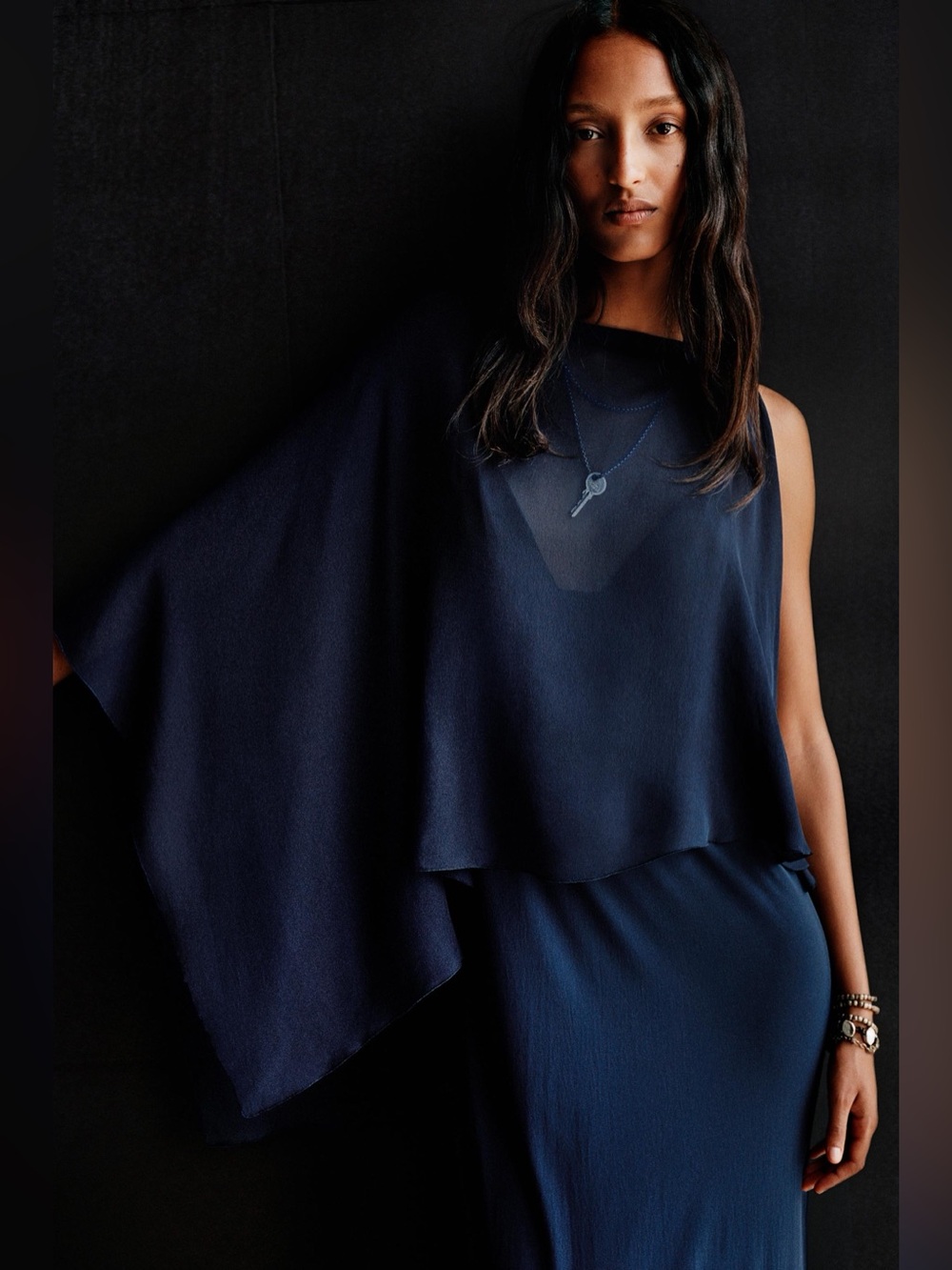 Shadows by Zara Limited Navy Asymmetric One-Shoulder Dress